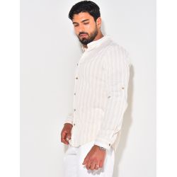 Chemise manches longues et col rond à rayures