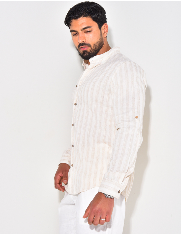 Chemise manches longues et col rond à rayures