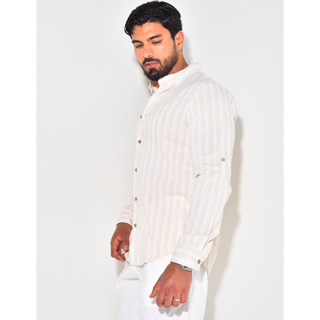 Chemise manches longues et col rond à rayures