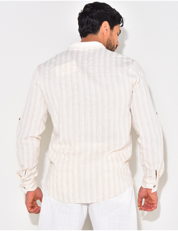 Chemise manches longues et col rond à rayures