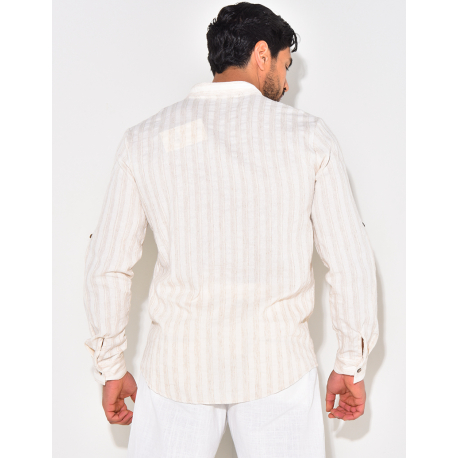 Chemise manches longues et col rond à rayures