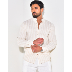 Chemise manches longues et col rond à rayures