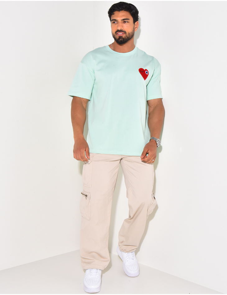T-shirt coeur brodé