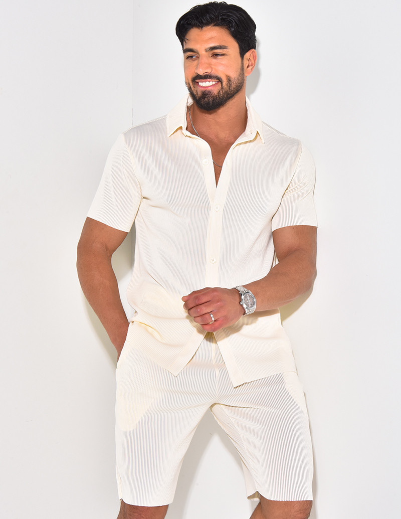 Ensemble short et chemise côtelé