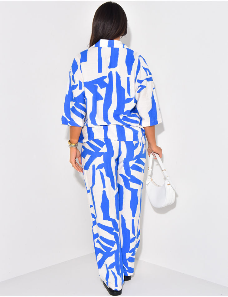 Ensemble léger imprimé pantalon et chemise Ensemble léger imprimé pantalon et chemise