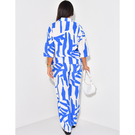 Ensemble léger imprimé pantalon et chemise Ensemble léger imprimé pantalon et chemise