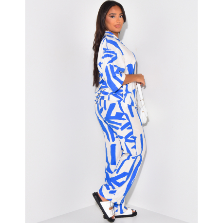 Ensemble léger imprimé pantalon et chemise Ensemble léger imprimé pantalon et chemise