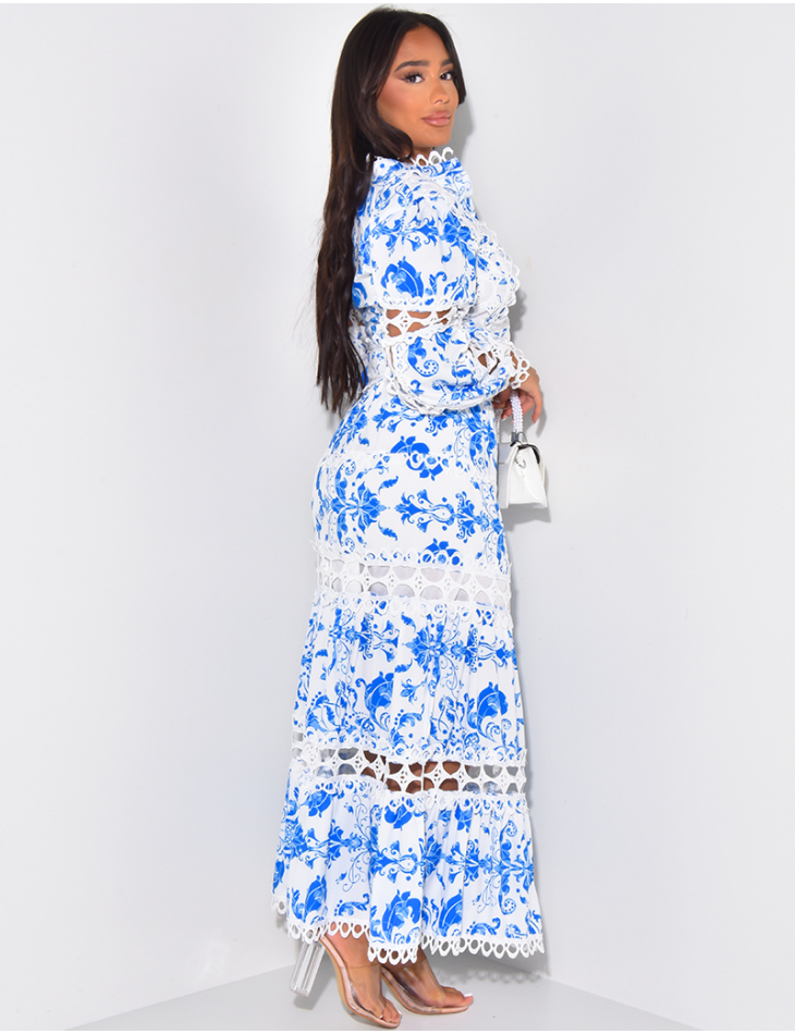 Ruffle & lace blouse and long skirt set Ruffle & lace blouse and long skirt set