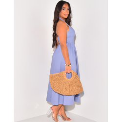 Bauschiges Kleid aus Baumwolle mit Neckholder Bauschiges Kleid aus Baumwolle mit Neckholder