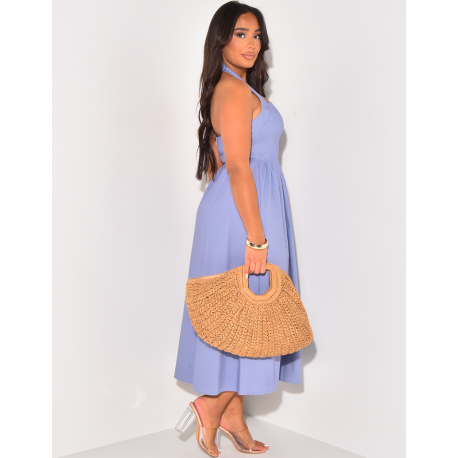 Bauschiges Kleid aus Baumwolle mit Neckholder Bauschiges Kleid aus Baumwolle mit Neckholder