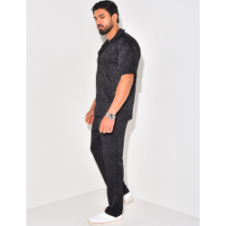 Ensemble pantalon et chemise à motifs en relief Ensemble pantalon et chemise à motifs en relief