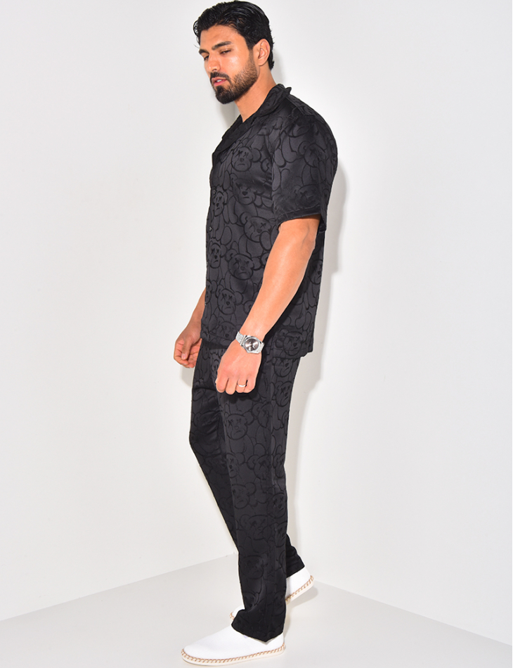 Ensemble pantalon et chemise à motifs en relief Ensemble pantalon et chemise à motifs en relief