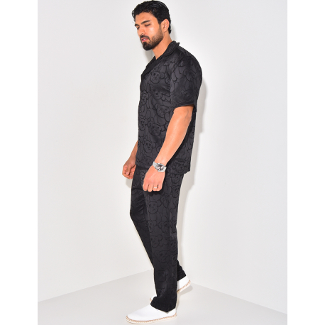 Ensemble pantalon et chemise à motifs en relief Ensemble pantalon et chemise à motifs en relief