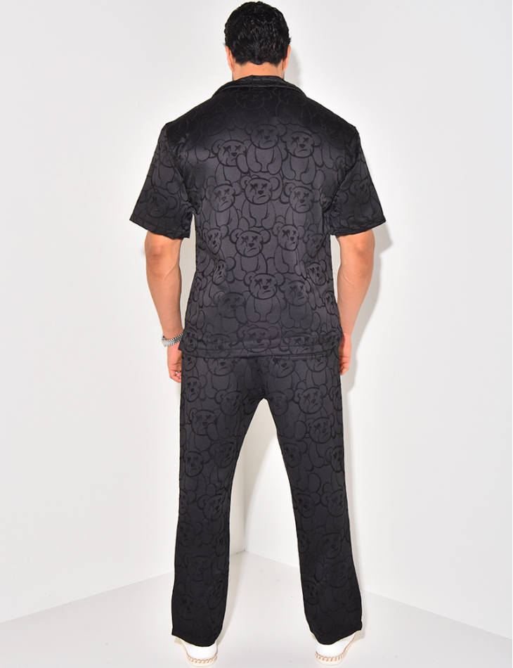 Ensemble pantalon et chemise à motifs en relief Ensemble pantalon et chemise à motifs en relief