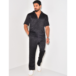 Ensemble pantalon et chemise à motifs en relief Ensemble pantalon et chemise à motifs en relief