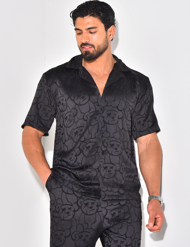 Ensemble pantalon et chemise à motifs en relief Ensemble pantalon et chemise à motifs en relief