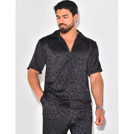 Ensemble pantalon et chemise à motifs en relief Ensemble pantalon et chemise à motifs en relief