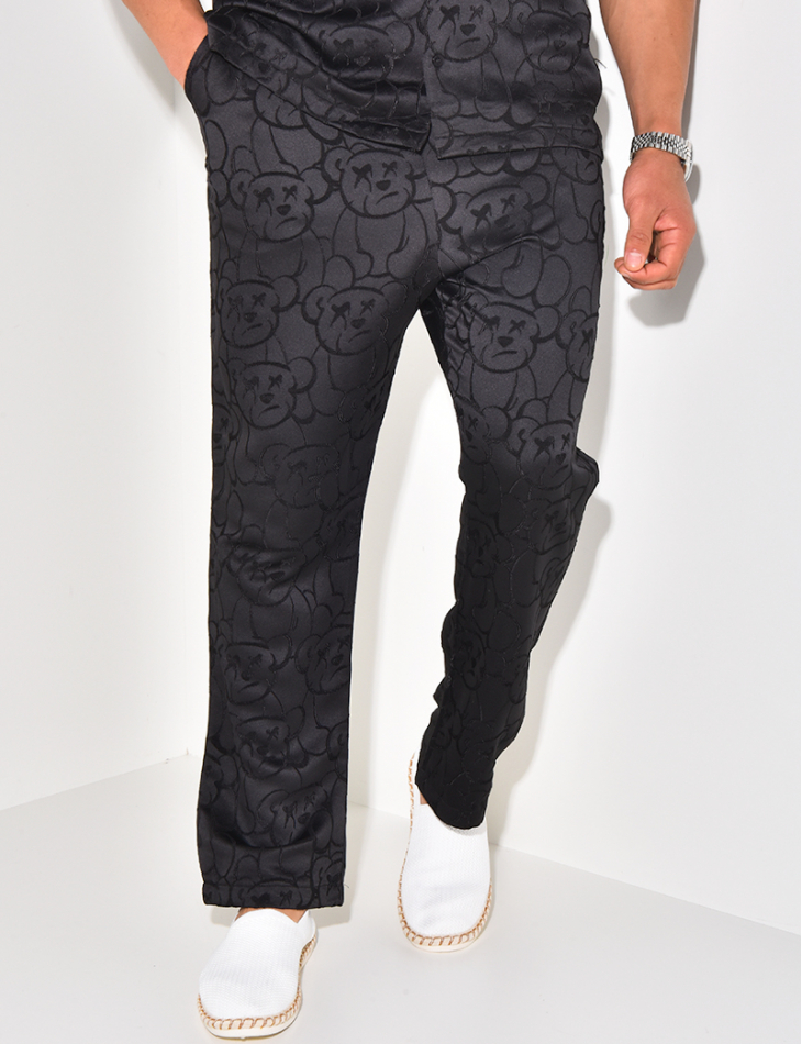 Ensemble pantalon et chemise à motifs en relief Ensemble pantalon et chemise à motifs en relief