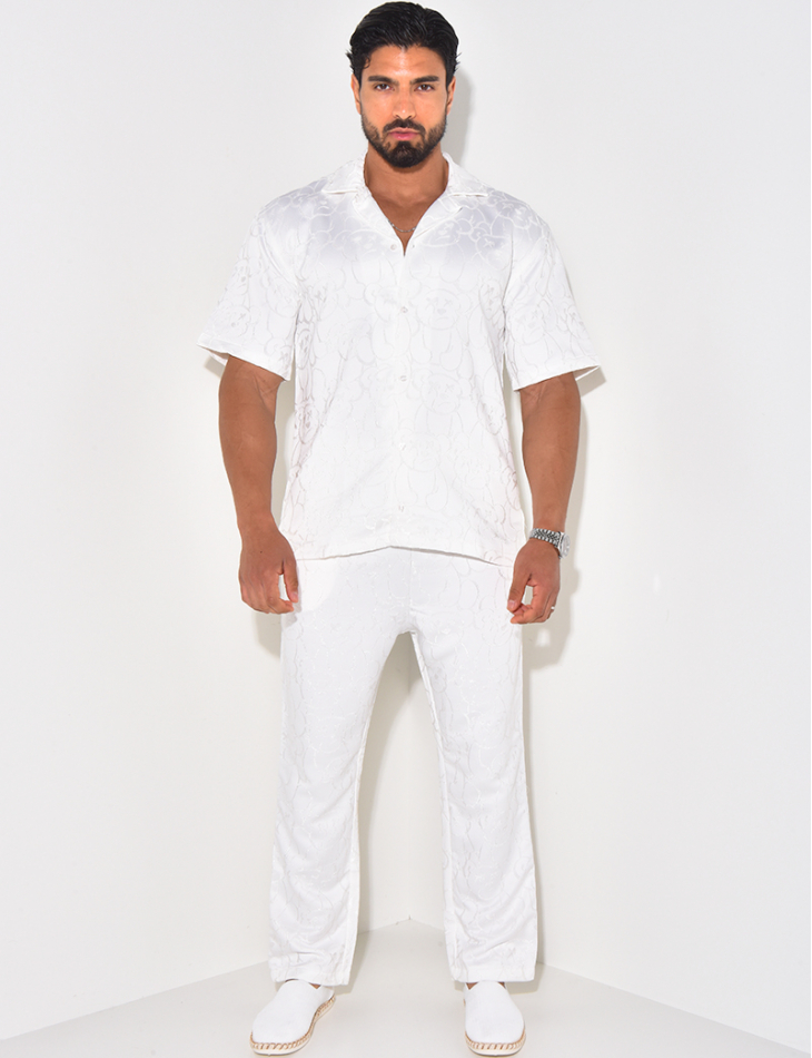 Ensemble pantalon et chemise à motifs en relief Ensemble pantalon et chemise à motifs en relief