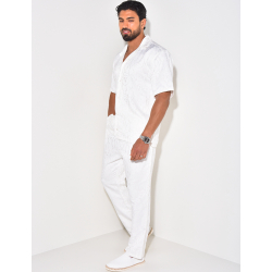 Ensemble pantalon et chemise à motifs en relief Ensemble pantalon et chemise à motifs en relief