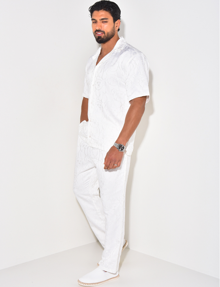 Ensemble pantalon et chemise à motifs en relief Ensemble pantalon et chemise à motifs en relief