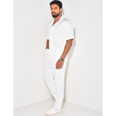 Ensemble pantalon et chemise à motifs en relief Ensemble pantalon et chemise à motifs en relief