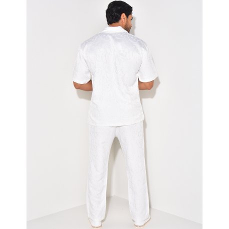 Ensemble pantalon et chemise à motifs en relief Ensemble pantalon et chemise à motifs en relief