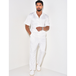 Ensemble pantalon et chemise à motifs en relief Ensemble pantalon et chemise à motifs en relief