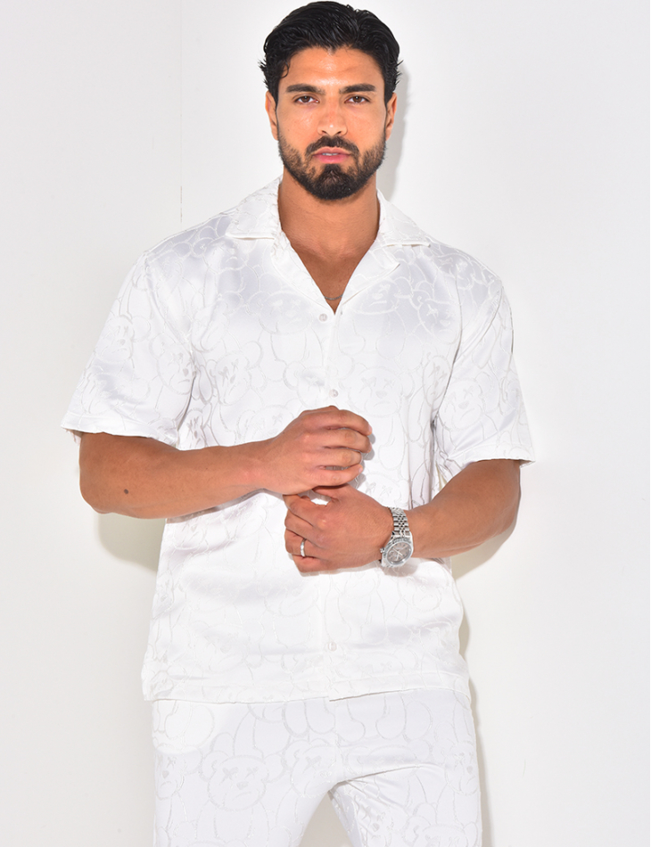 Ensemble pantalon et chemise à motifs en relief Ensemble pantalon et chemise à motifs en relief