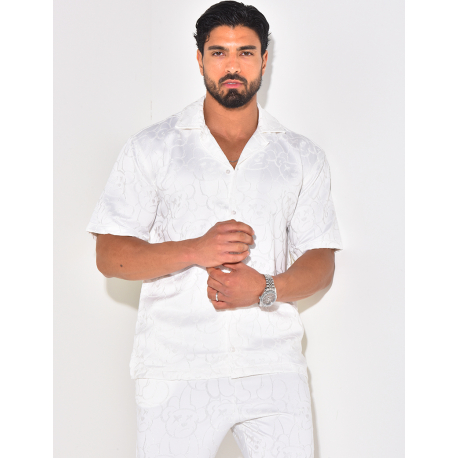 Ensemble pantalon et chemise à motifs en relief Ensemble pantalon et chemise à motifs en relief