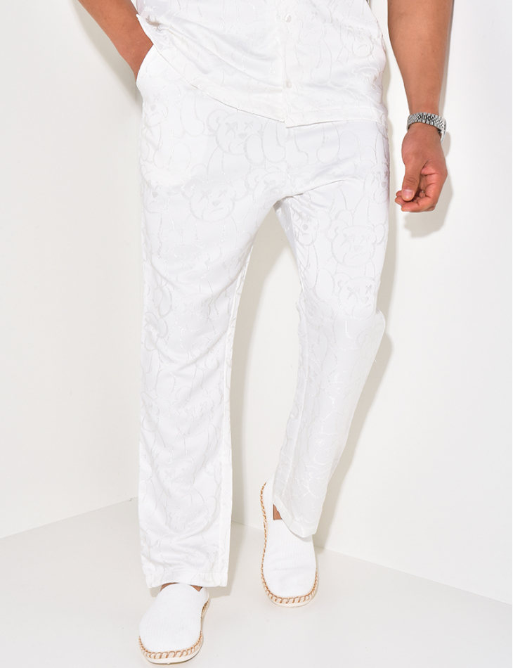 Ensemble pantalon et chemise à motifs en relief Ensemble pantalon et chemise à motifs en relief