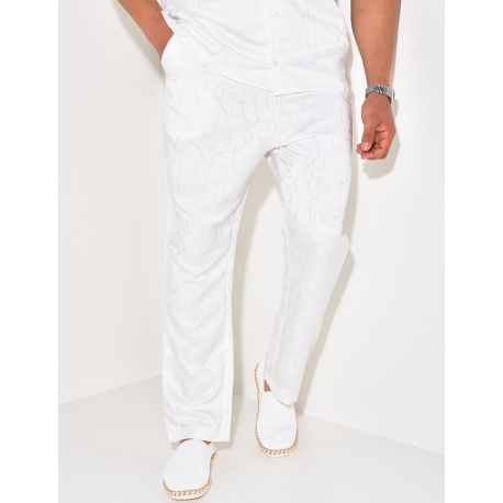 Ensemble pantalon et chemise à motifs en relief Ensemble pantalon et chemise à motifs en relief