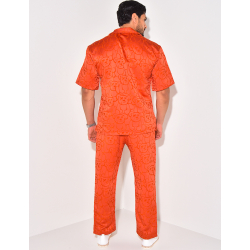 Ensemble pantalon et chemise à motifs en relief Ensemble pantalon et chemise à motifs en relief