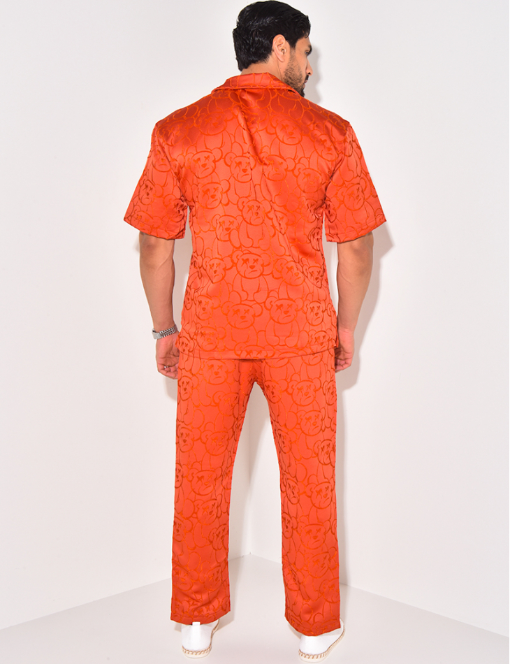 Ensemble pantalon et chemise à motifs en relief Ensemble pantalon et chemise à motifs en relief