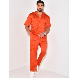 Ensemble pantalon et chemise à motifs en relief Ensemble pantalon et chemise à motifs en relief