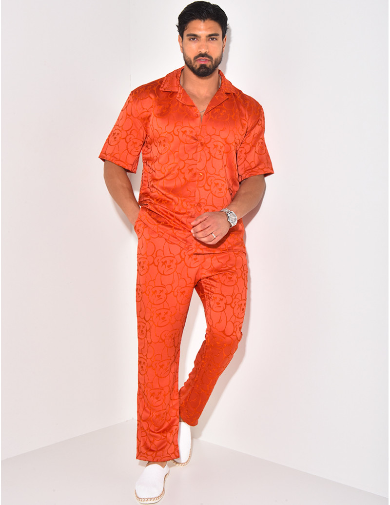Ensemble pantalon et chemise à motifs en relief