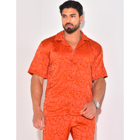 Ensemble pantalon et chemise à motifs en relief Ensemble pantalon et chemise à motifs en relief