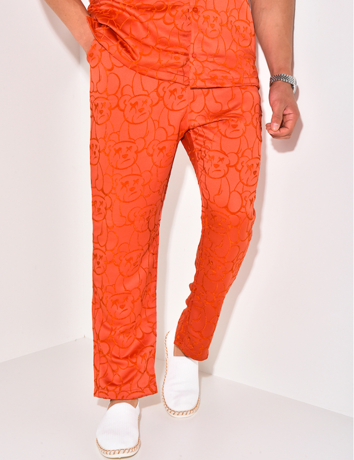 Ensemble pantalon et chemise à motifs en relief Ensemble pantalon et chemise à motifs en relief