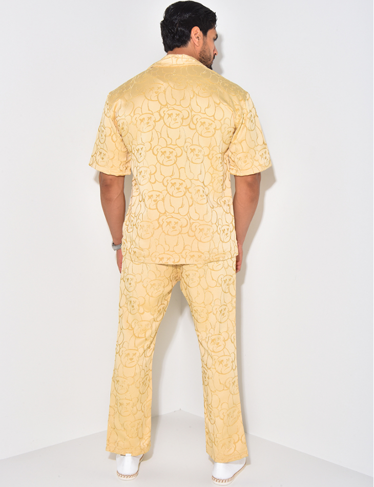 Ensemble pantalon et chemise à motifs en relief Ensemble pantalon et chemise à motifs en relief