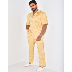Ensemble pantalon et chemise à motifs en relief Ensemble pantalon et chemise à motifs en relief