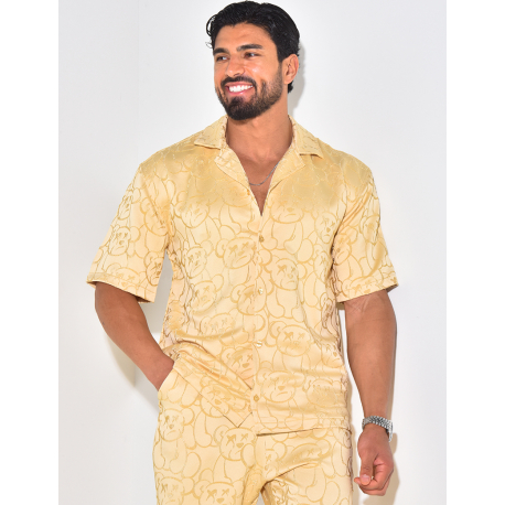 Ensemble pantalon et chemise à motifs en relief Ensemble pantalon et chemise à motifs en relief