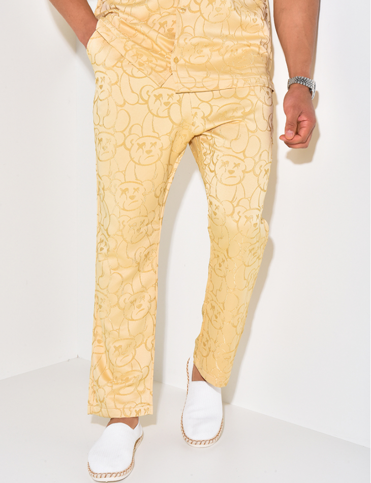Ensemble pantalon et chemise à motifs en relief Ensemble pantalon et chemise à motifs en relief