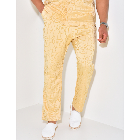 Ensemble pantalon et chemise à motifs en relief Ensemble pantalon et chemise à motifs en relief