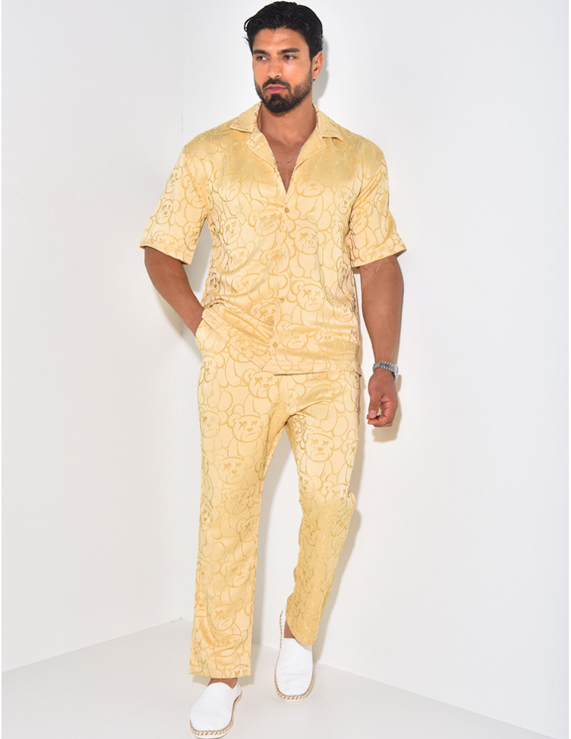 Ensemble pantalon et chemise à motifs en relief