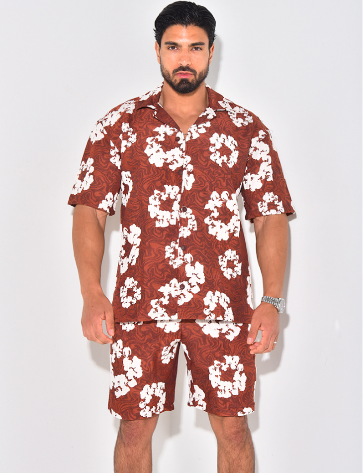 Ensemble short et chemise à fleurs Ensemble short et chemise à fleurs
