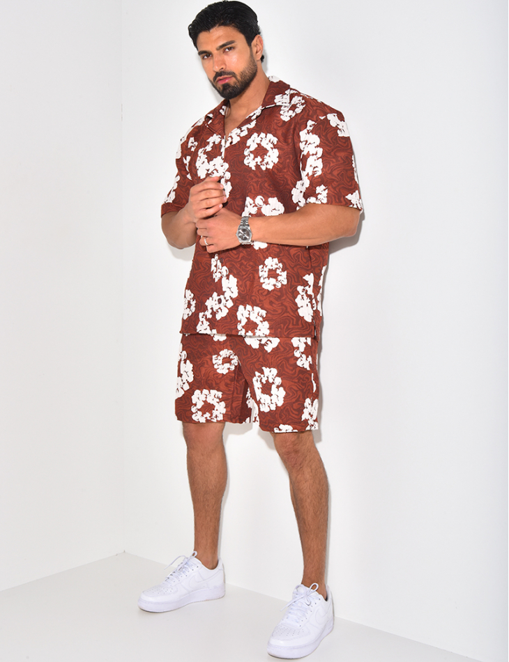 Ensemble short et chemise à fleurs Ensemble short et chemise à fleurs
