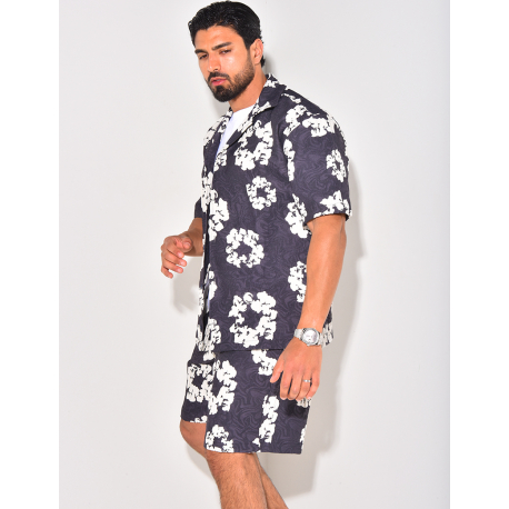 Ensemble short et chemise à fleurs