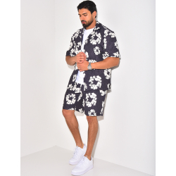 Ensemble short et chemise à fleurs