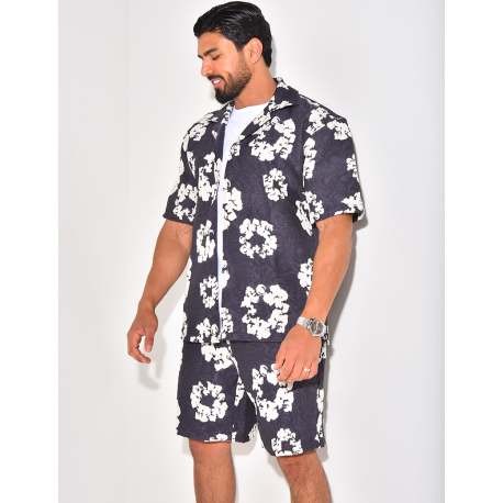 Ensemble short et chemise à fleurs