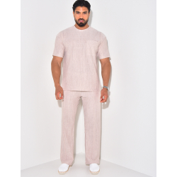 Ensemble texturé pantalon et t-shirt à poche Ensemble texturé pantalon et t-shirt à poche